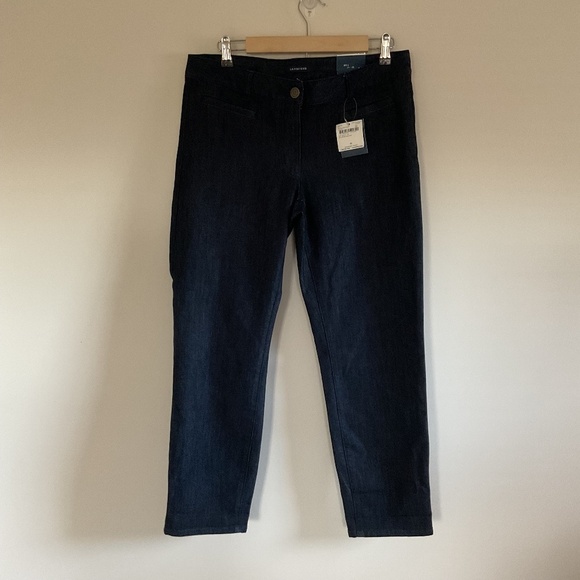 NWT Lands End Women Ankle Denim Pants Jeans Rinsed Deep Indigo Sz 10 Fit 1 Blue - Picture 1 of 12
